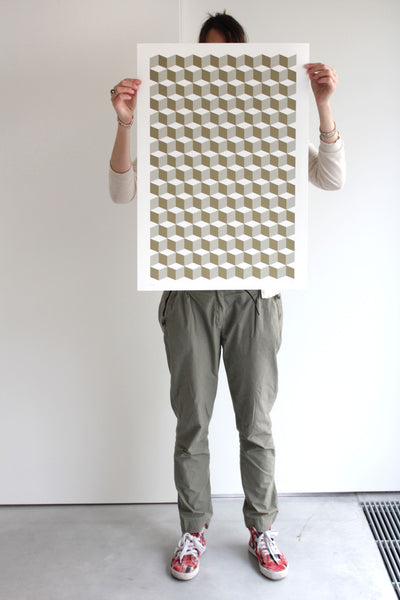Cubes Gold Grey